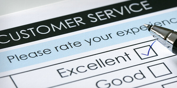 A checkbox form asking to rate the level of customer satisfaction that a client experienced
